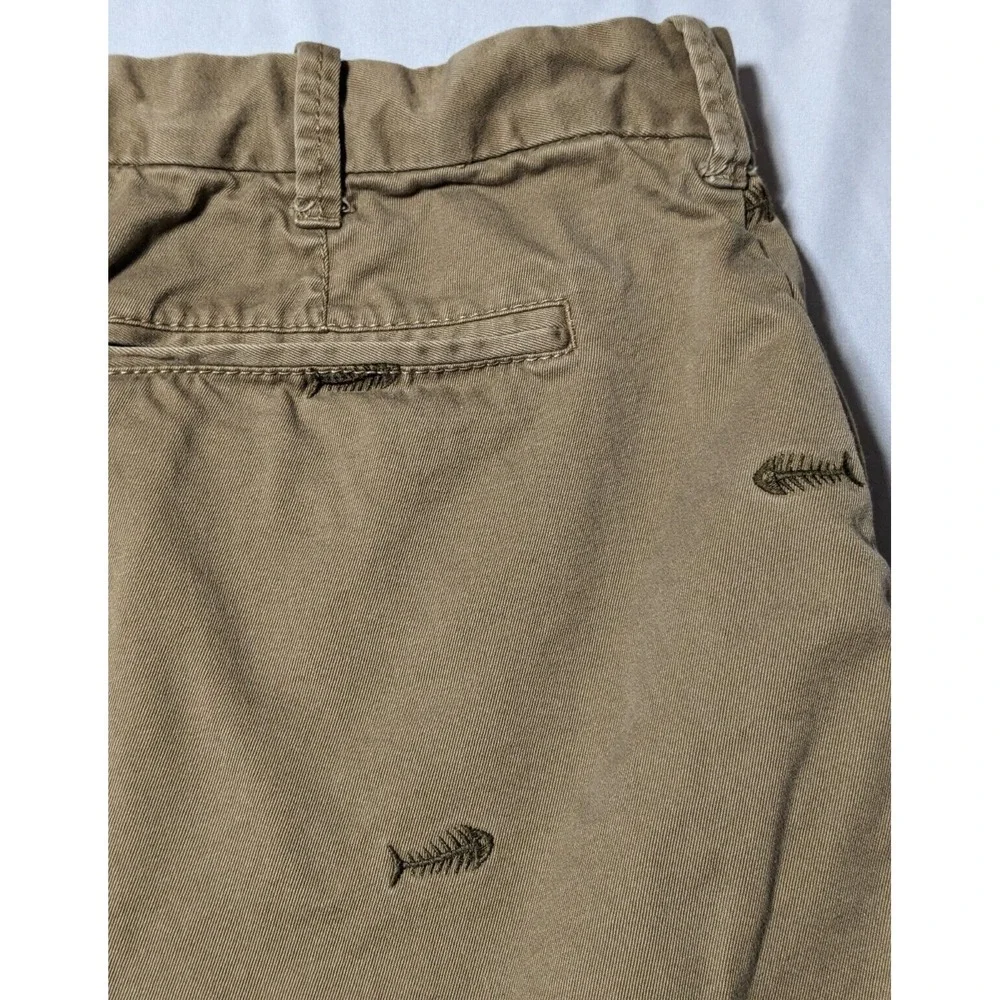 OLD NAVY‎ SURPLUS Co FISH BONE GEO Men 40x11 Cotton Brown Embroidered Shorts